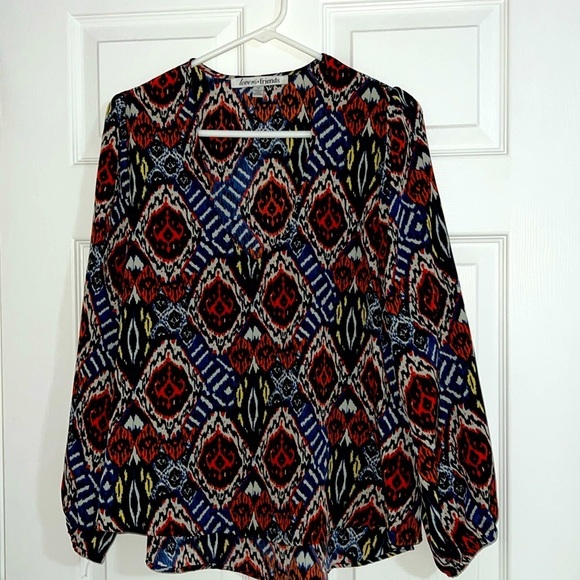 EXCELLENT CONDITION! lovers and friends long sleeve colorful blouse size M - Picture 9 of 12